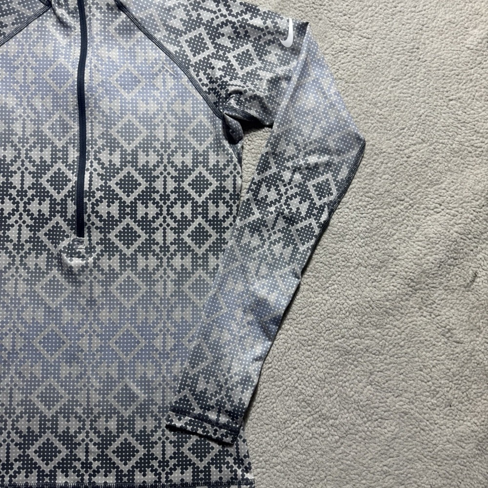 Nike Pro Top Womens Small Geometric Mock Neck 1/2 Zip Long Sleeve Pullover Gym - Picture 10 of 14